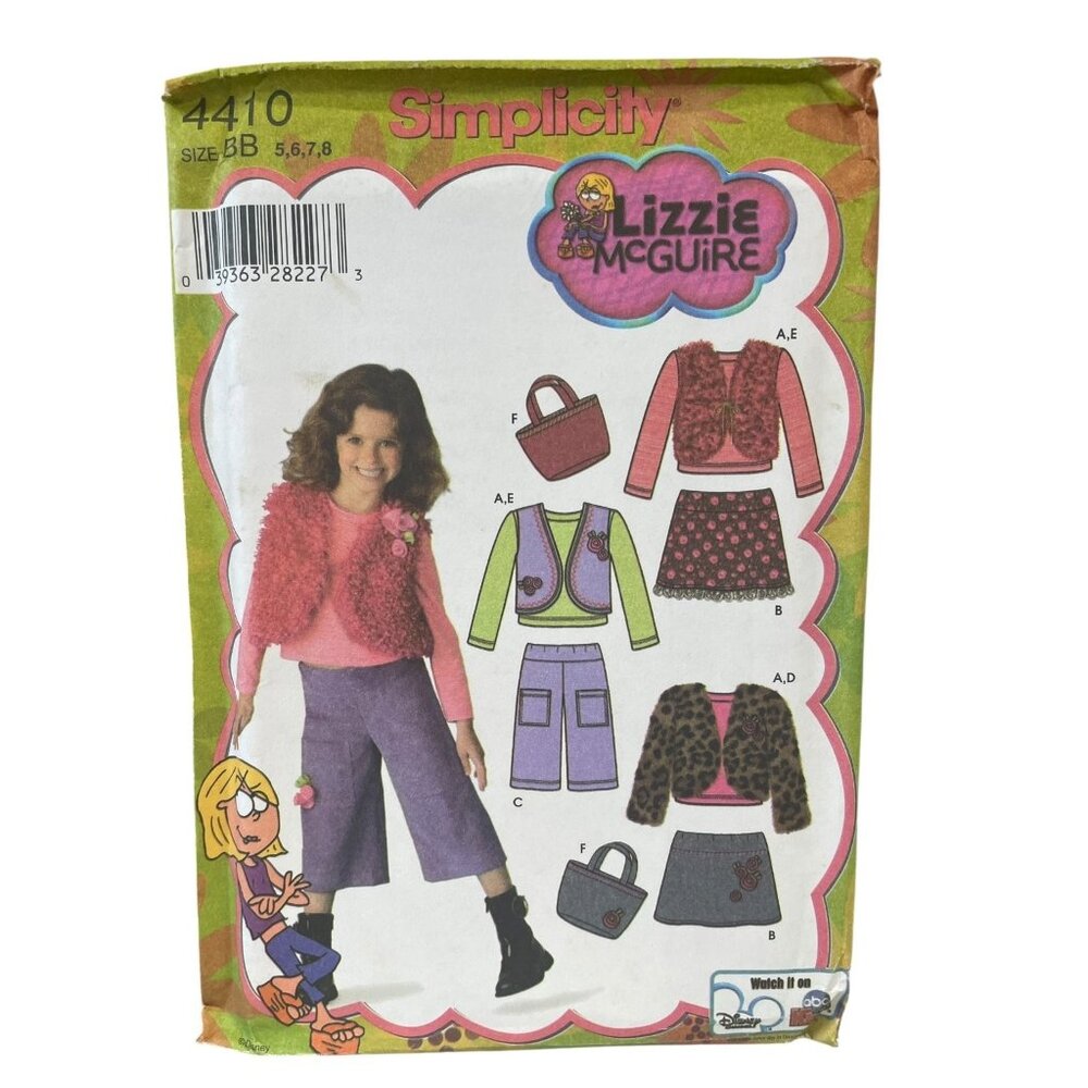 Simplicity 4410 Lizzie McGuire Girls Skirt Pants Vest Jacket Size 5-8